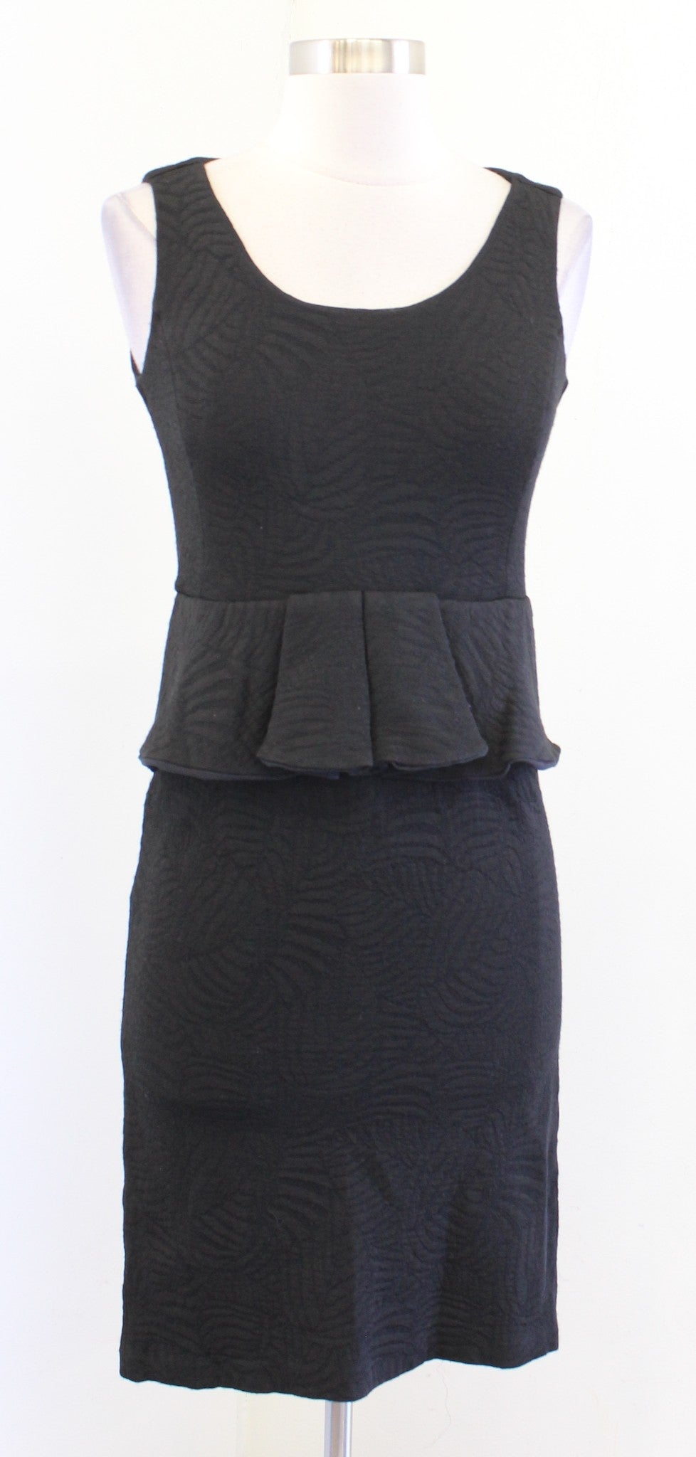 Armani Collezioni Womens Black Jacquard Embossed Peplum Fitted Sheath Dress 40