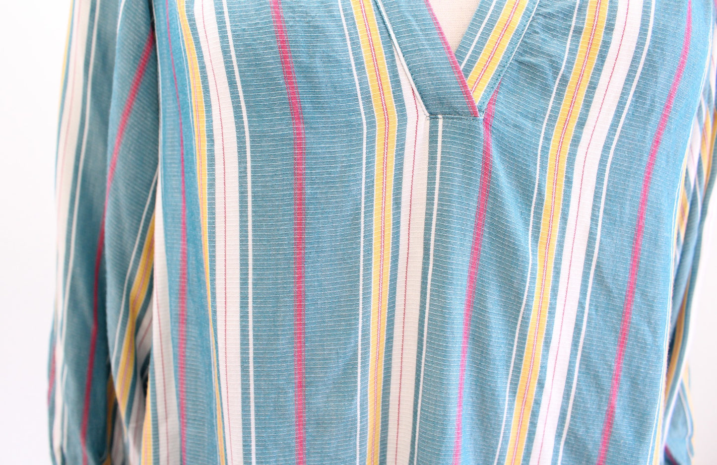 Maeve Anthropologie Bryon Blue Striped Puff Sleeve Popover Top Blouse Size XS