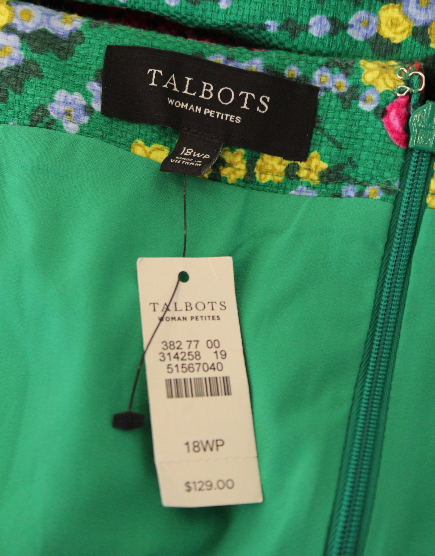 NWT Talbots Green Colorful Floral Print Textured Pencil Skirt Size 18WP