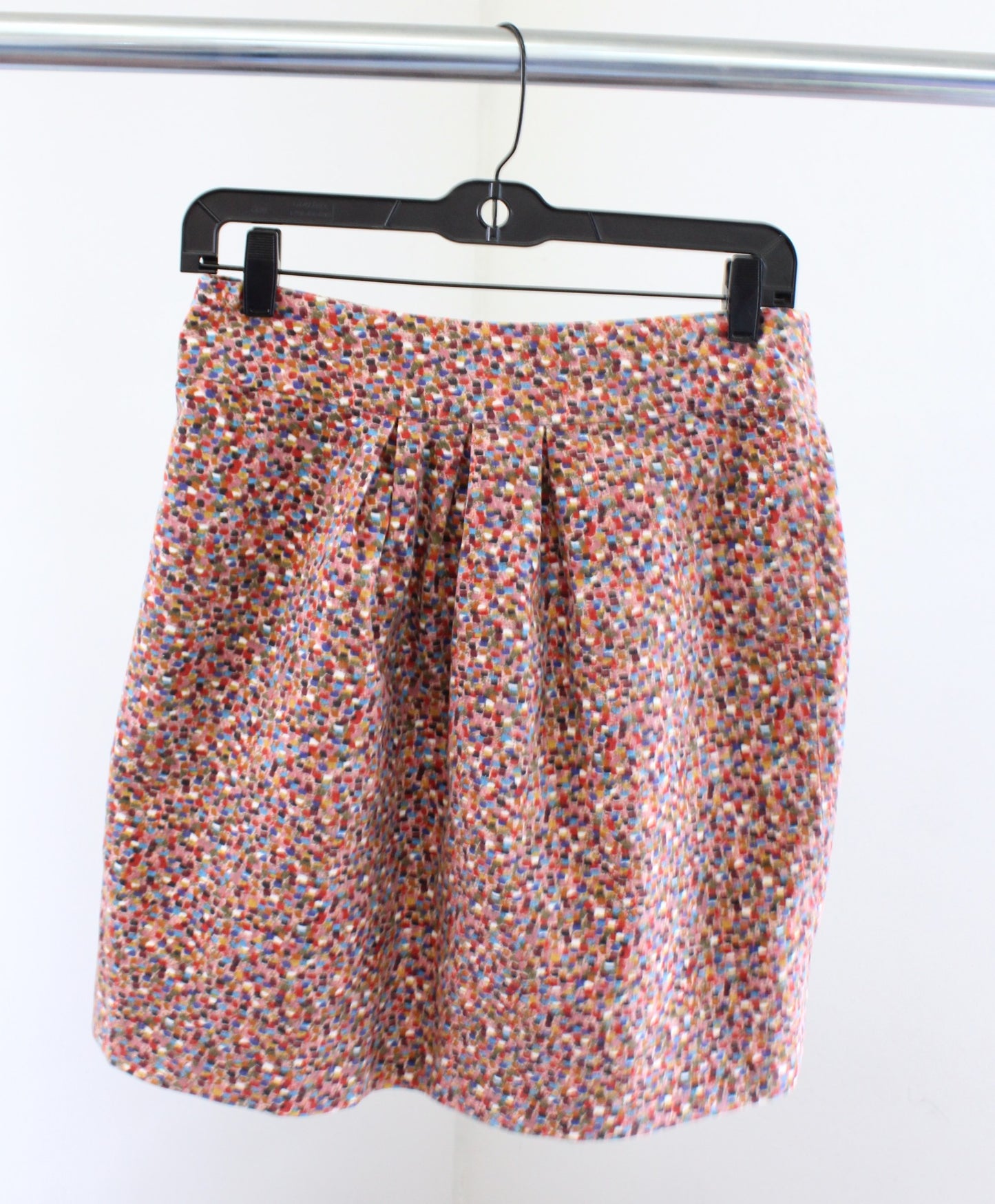 Elevenses Anthropologie Confetti Printed Button Front Velour Skirt Size 0 A Line