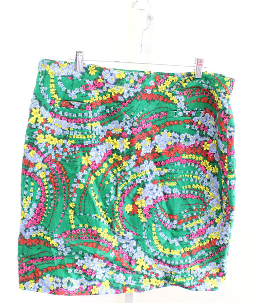 NWT Talbots Green Colorful Floral Print Textured Pencil Skirt Size 18WP
