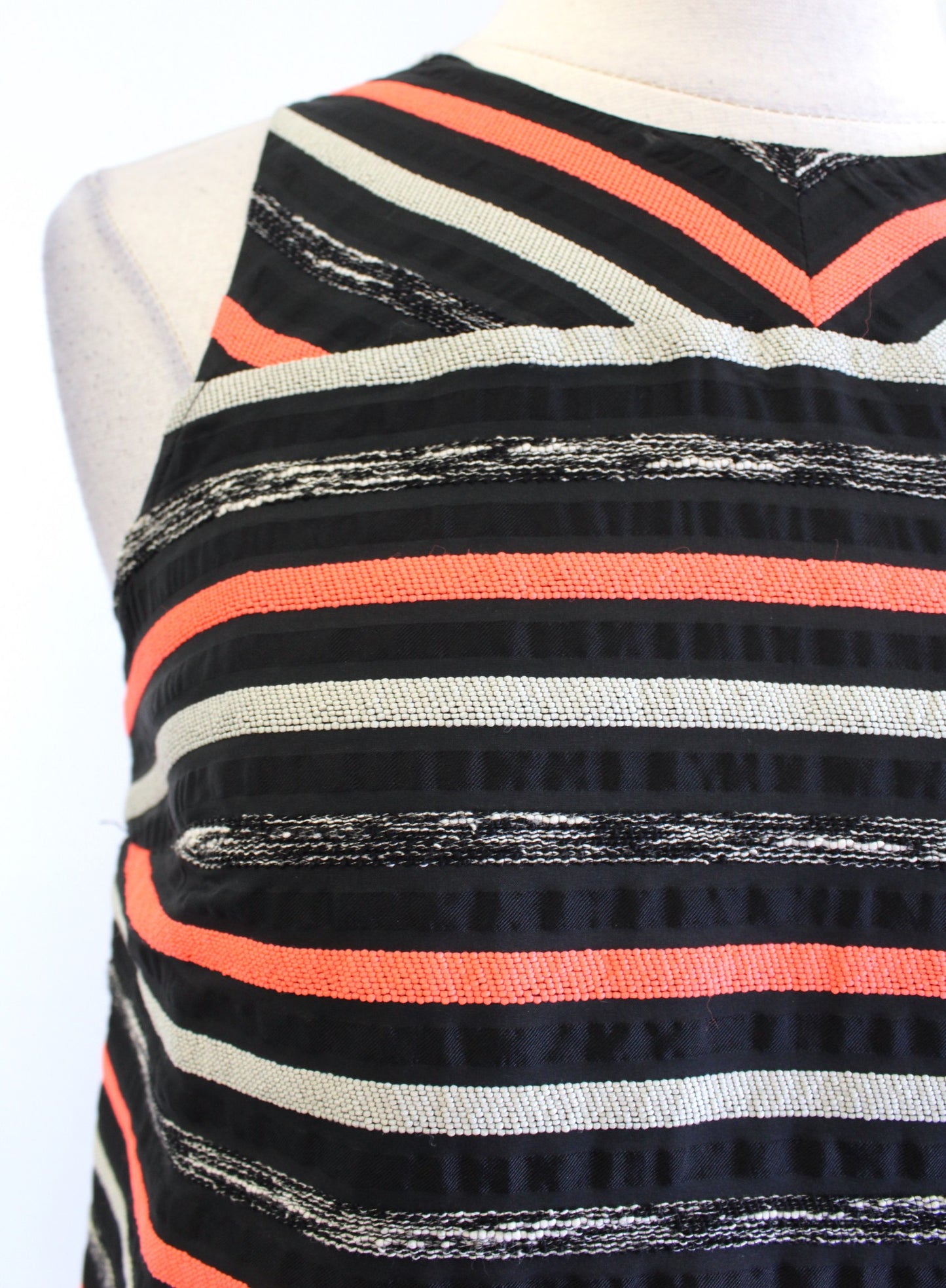 HD in Paris Anthropologie Black Orange Ribbon Striped Cutout Tank Top Blouse 0