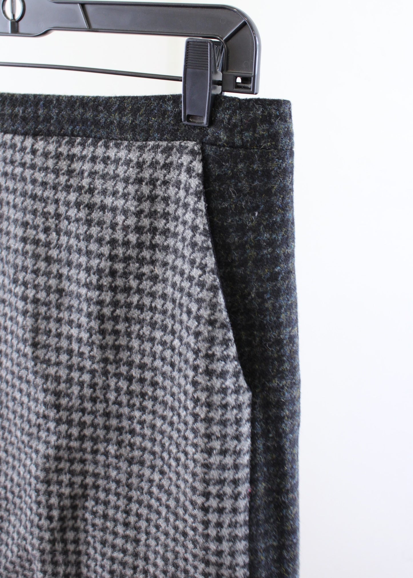 J Crew Gray Black Multi Colorblock Houndstooth Tweed Wool Pencil Skirt Size 4