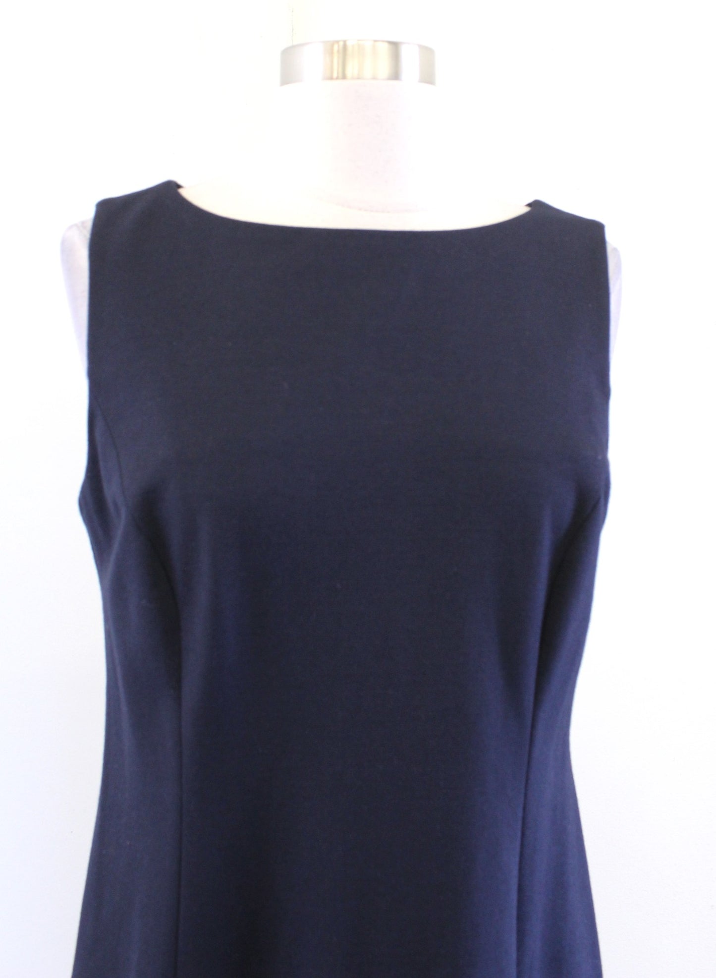 Talbots RSVP Navy Blue Embroidered Cutout Flounce Hem Sheath Dress Size 8P