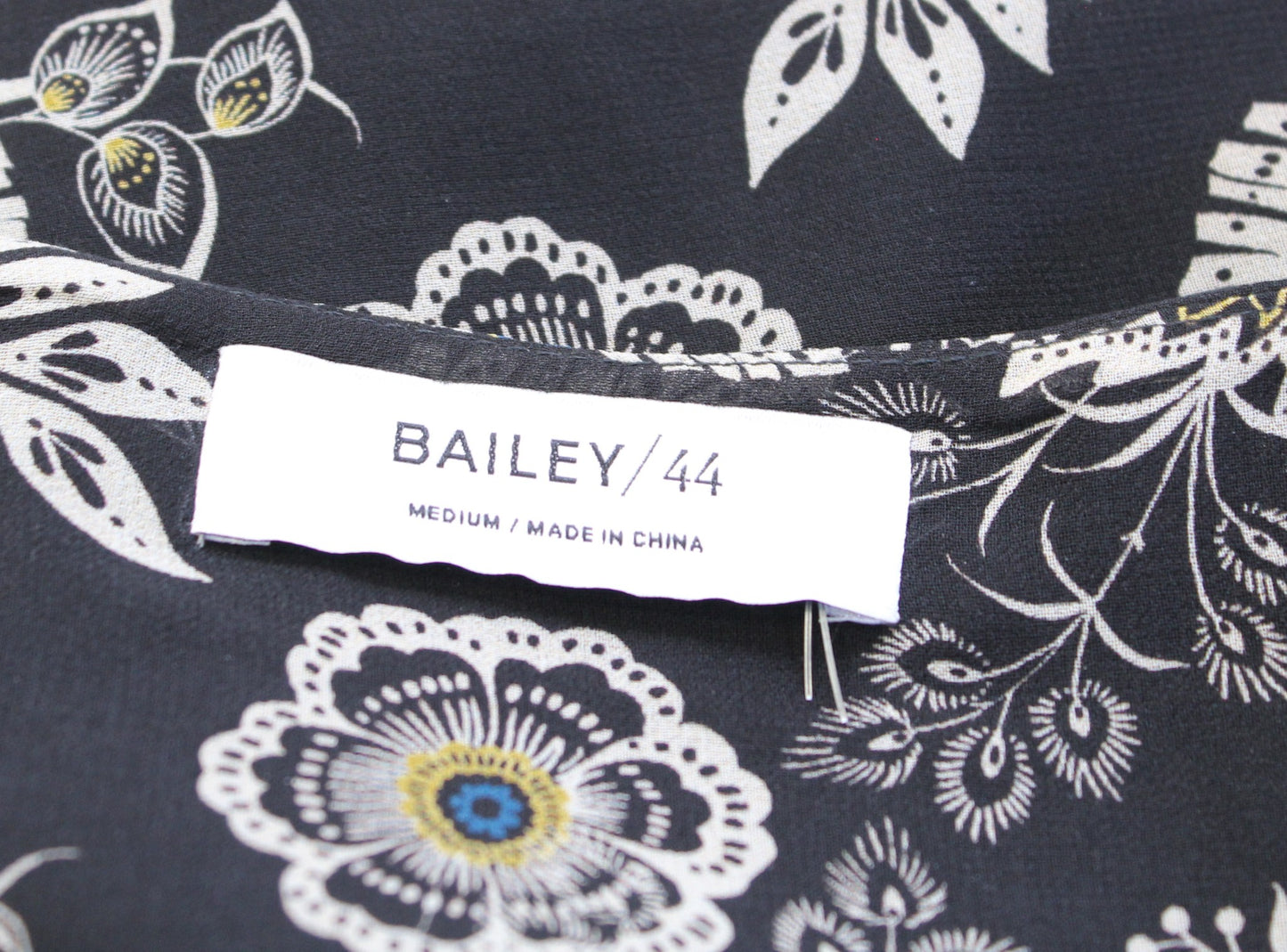 Bailey 44 Josephine Black Floral Print Asymmetric Hem Midi Skirt Size M Boho