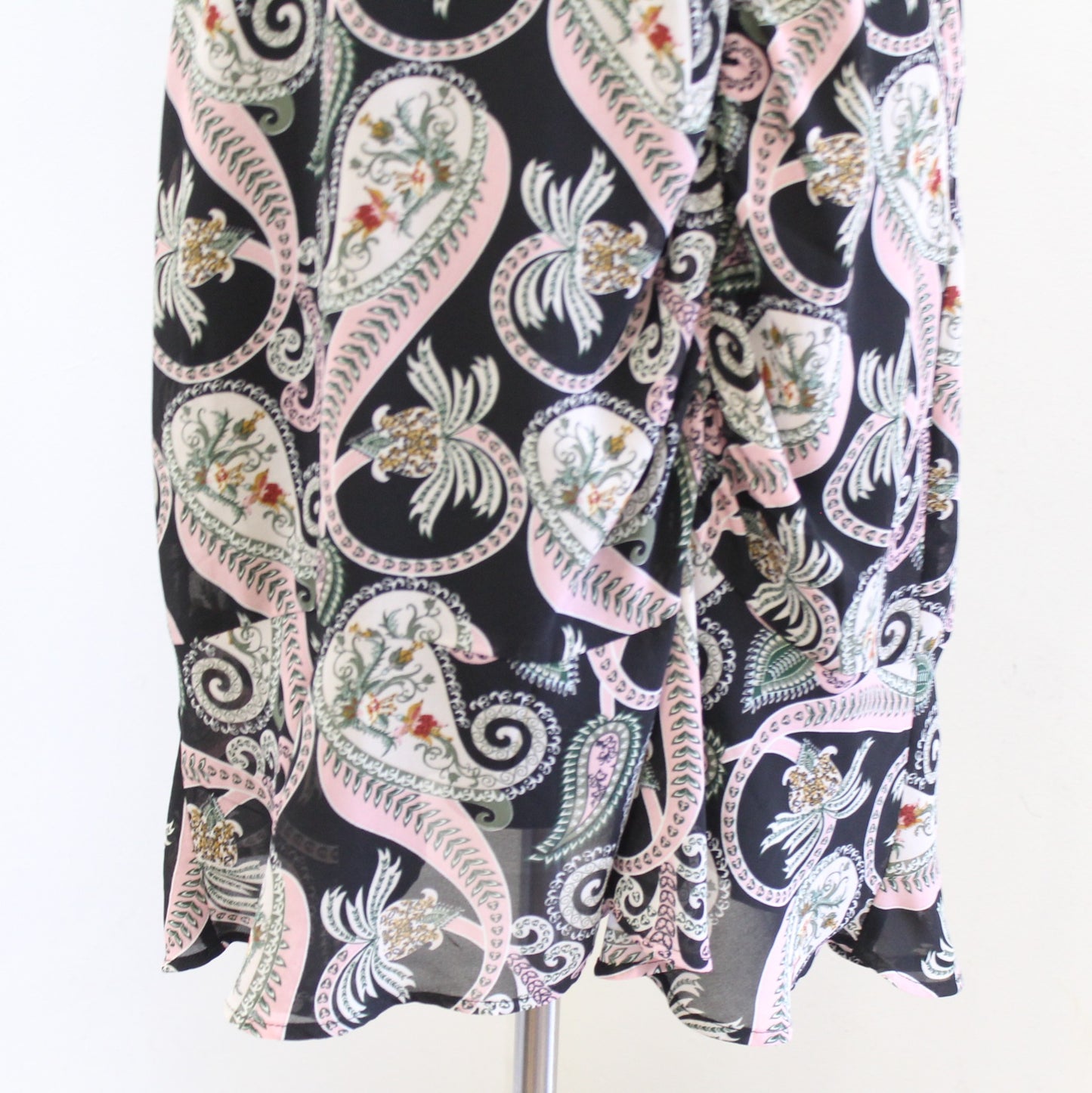 Sam Edelman Black Floral Paisley Print Puff Sleeve Ruched Dress Size 12 Sheath