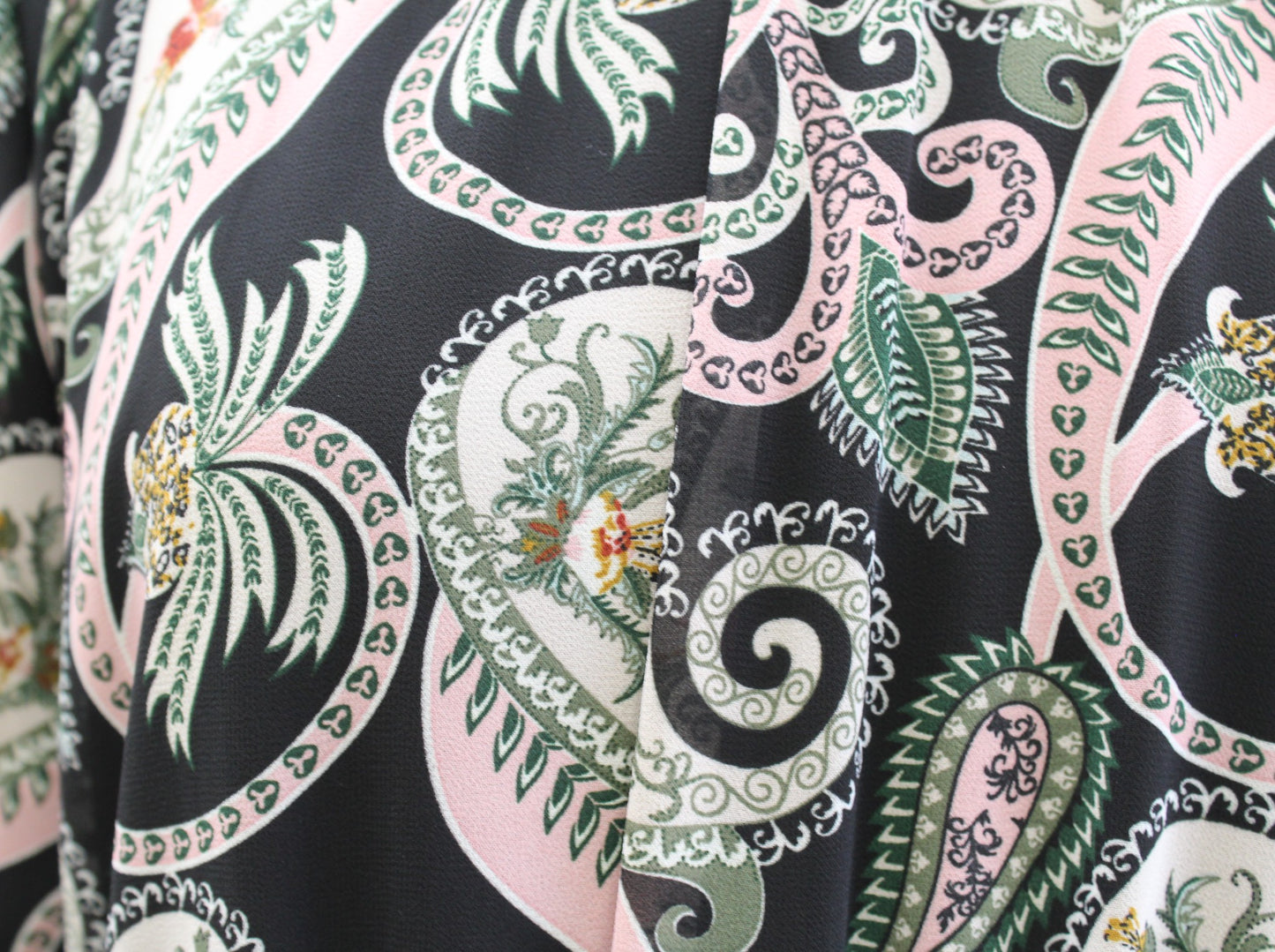 Sam Edelman Black Floral Paisley Print Puff Sleeve Ruched Dress Size 12 Sheath