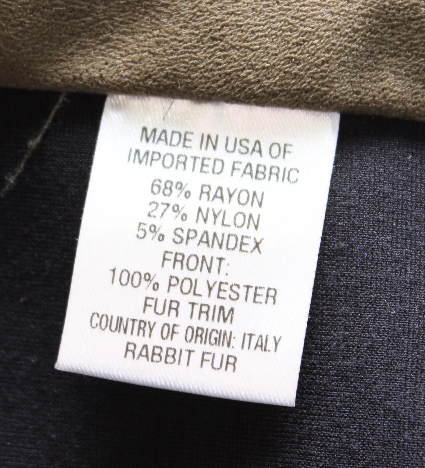 Drew Anthropologie Green Black Faux Suede Rabbit Fur Trim Moto Jacket Size M