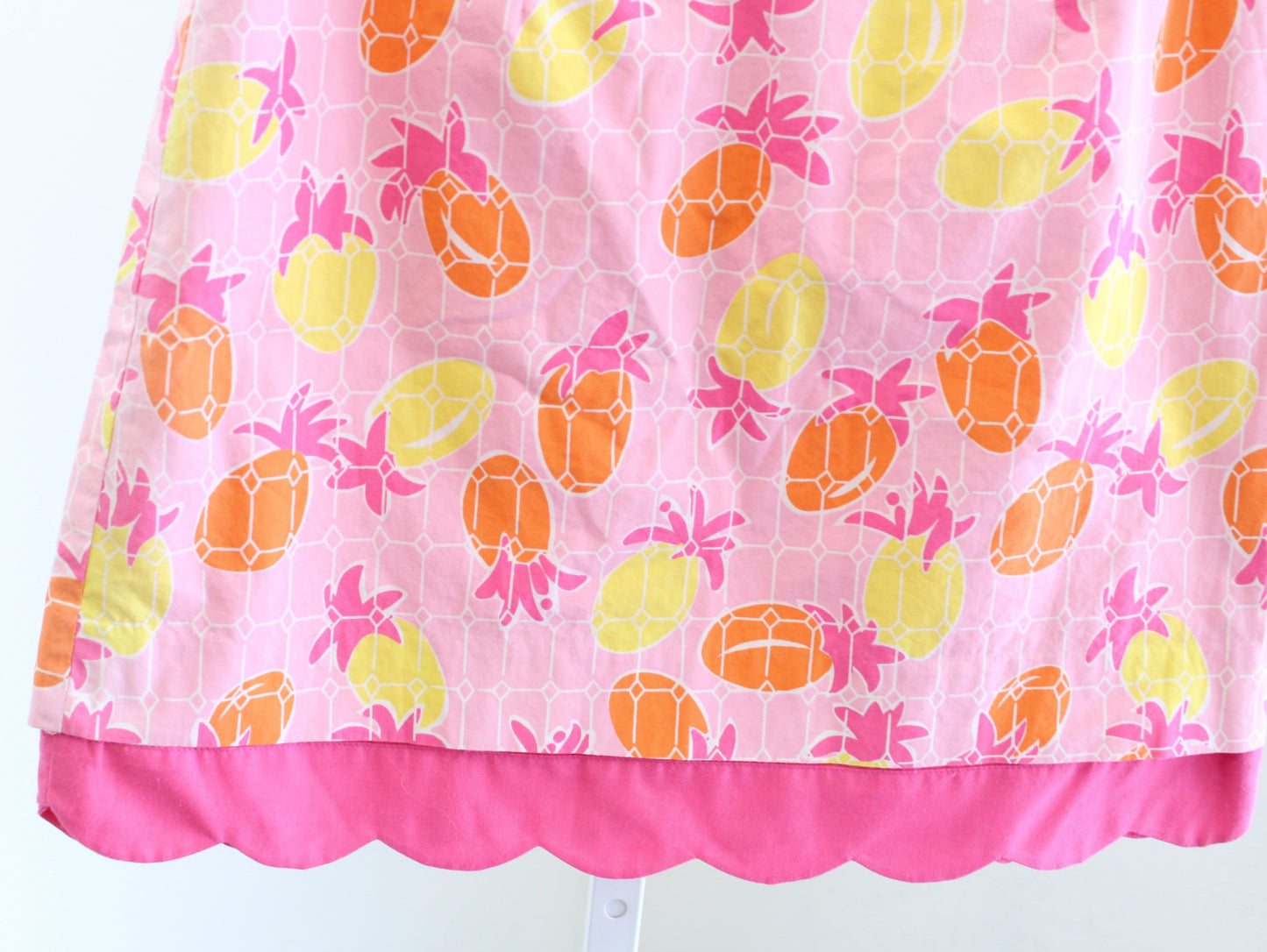 Vtg Lilly Pulitzer Pink Pineapple Geometric Print Scalloped Hem Skirt Size 2