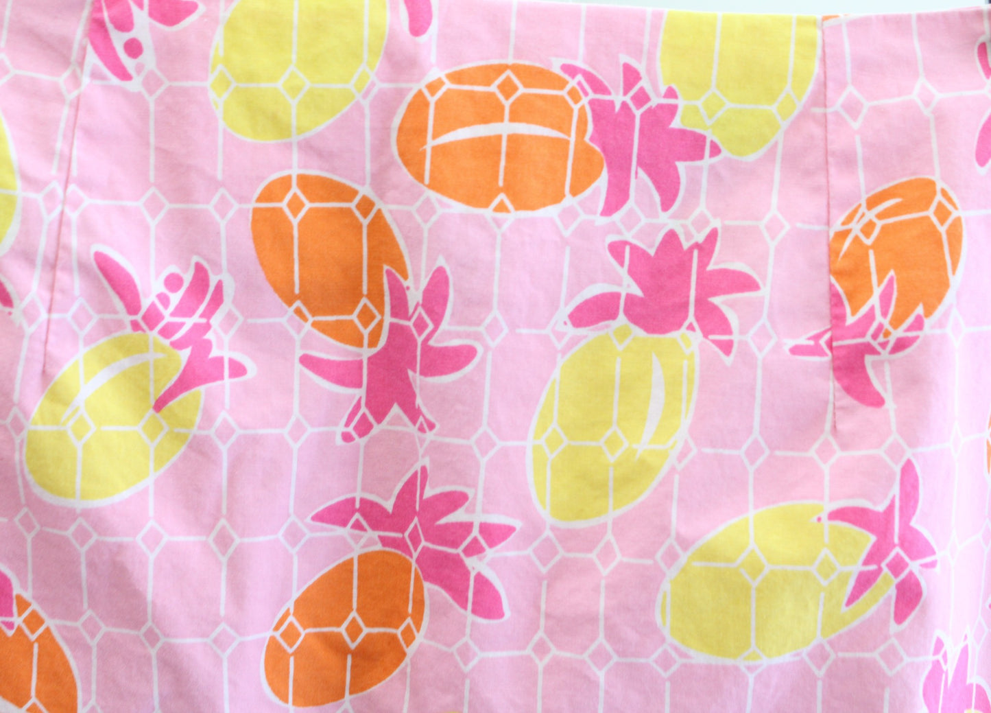 Vtg Lilly Pulitzer Pink Pineapple Geometric Print Scalloped Hem Skirt Size 2