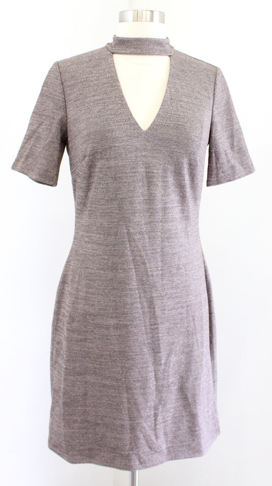 NWT White House Black Market Sparkle Metallic Knit Choker Collar Shift Dress 4