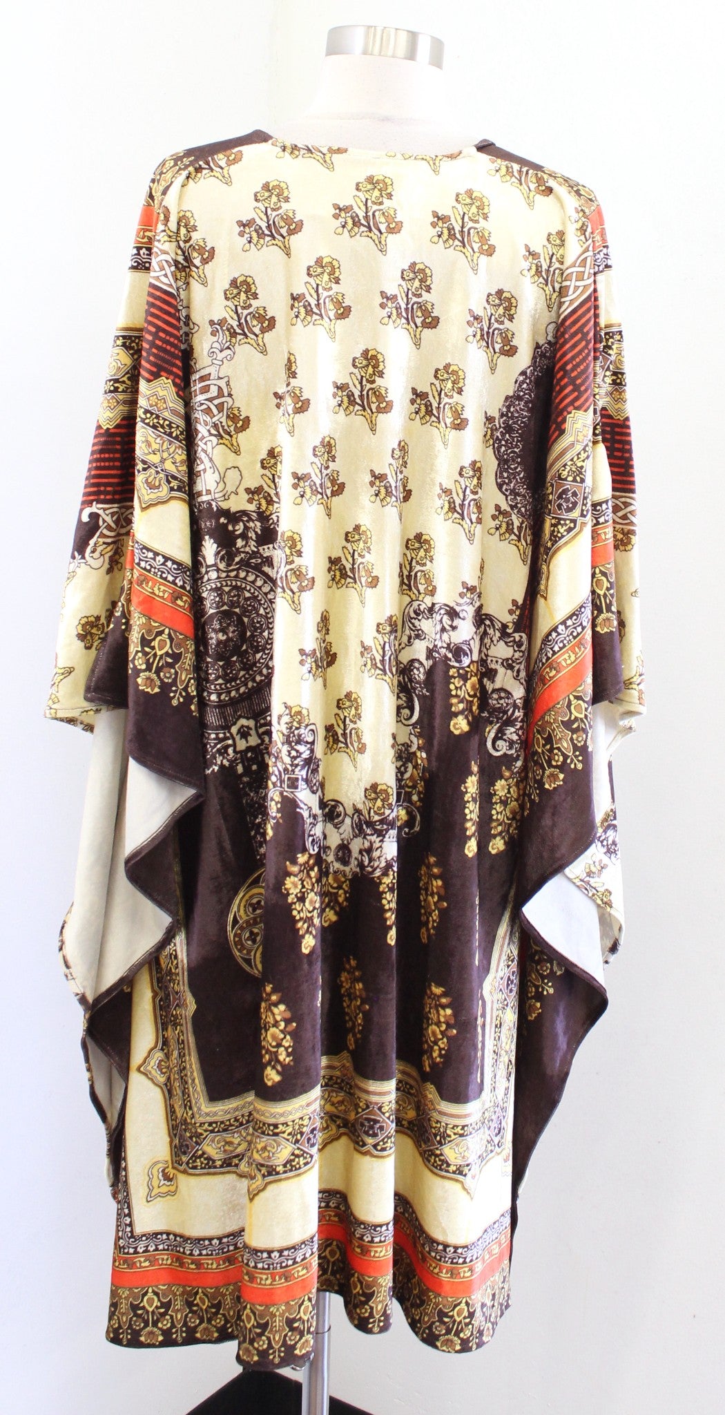 NWT Aratta Silent Journey Velvet Kimono One Size M L XL Floral Geometric Brown