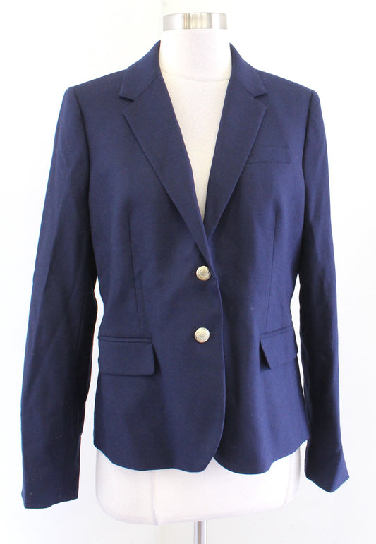 NWT J Crew Factory Navy Blue Wool Blend Schoolboy Blazer Suit Jacket Size 10