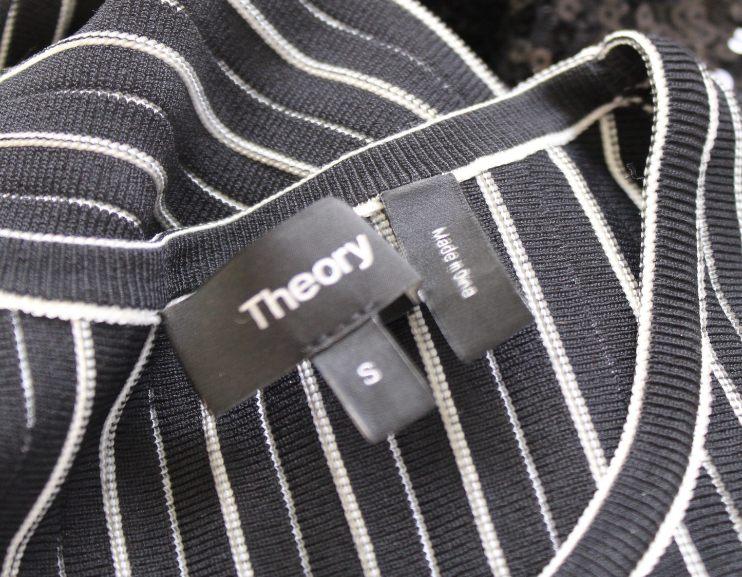 Theory Black White Striped Lustrate Fit and Flare Shell Dress Size S Sleeveless