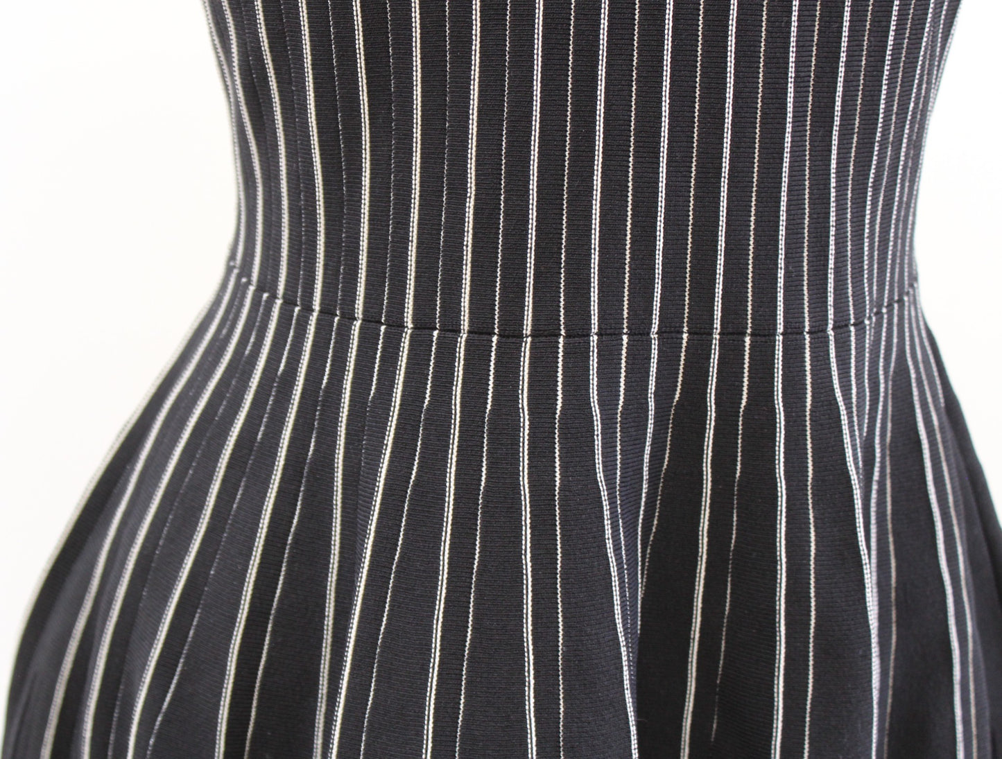 Theory Black White Striped Lustrate Fit and Flare Shell Dress Size S Sleeveless