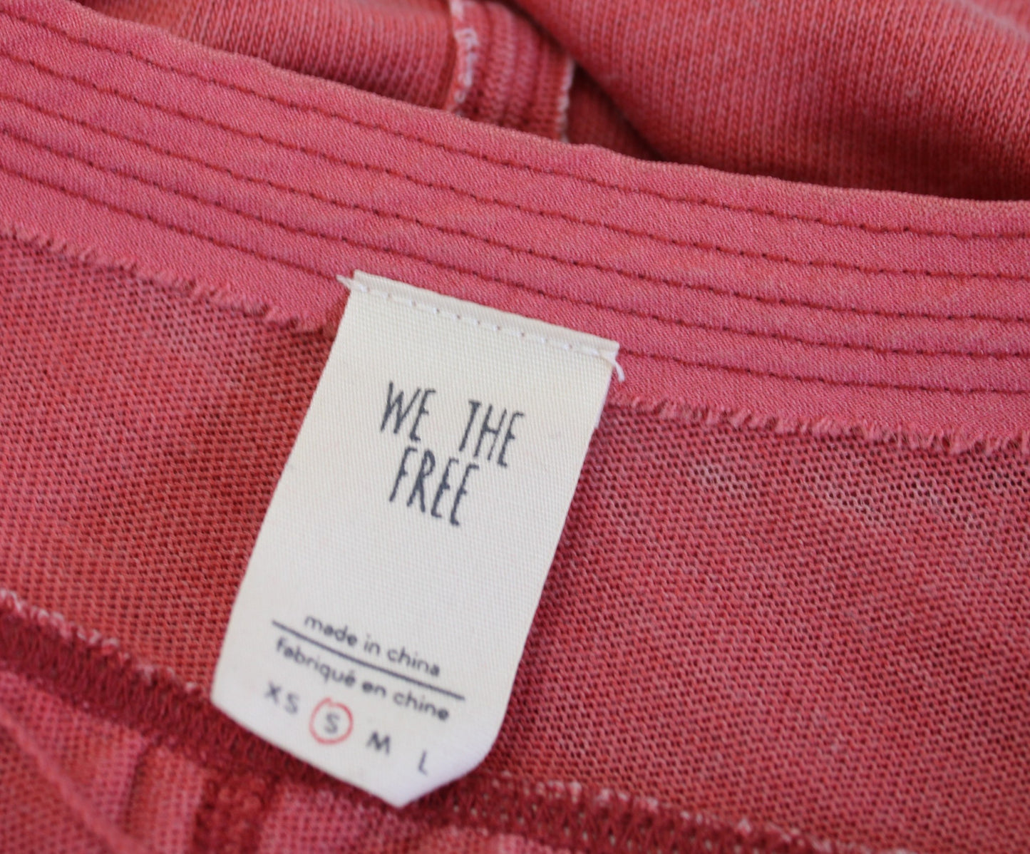 We the Free Free People Acadia Henley Top Vintage Red Oversized Fit Size S Boho