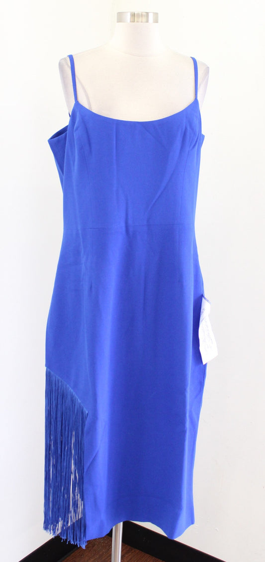 NWT New Dress the Population Rory Electric Blue Fringe Midi Dress Size XXL Party
