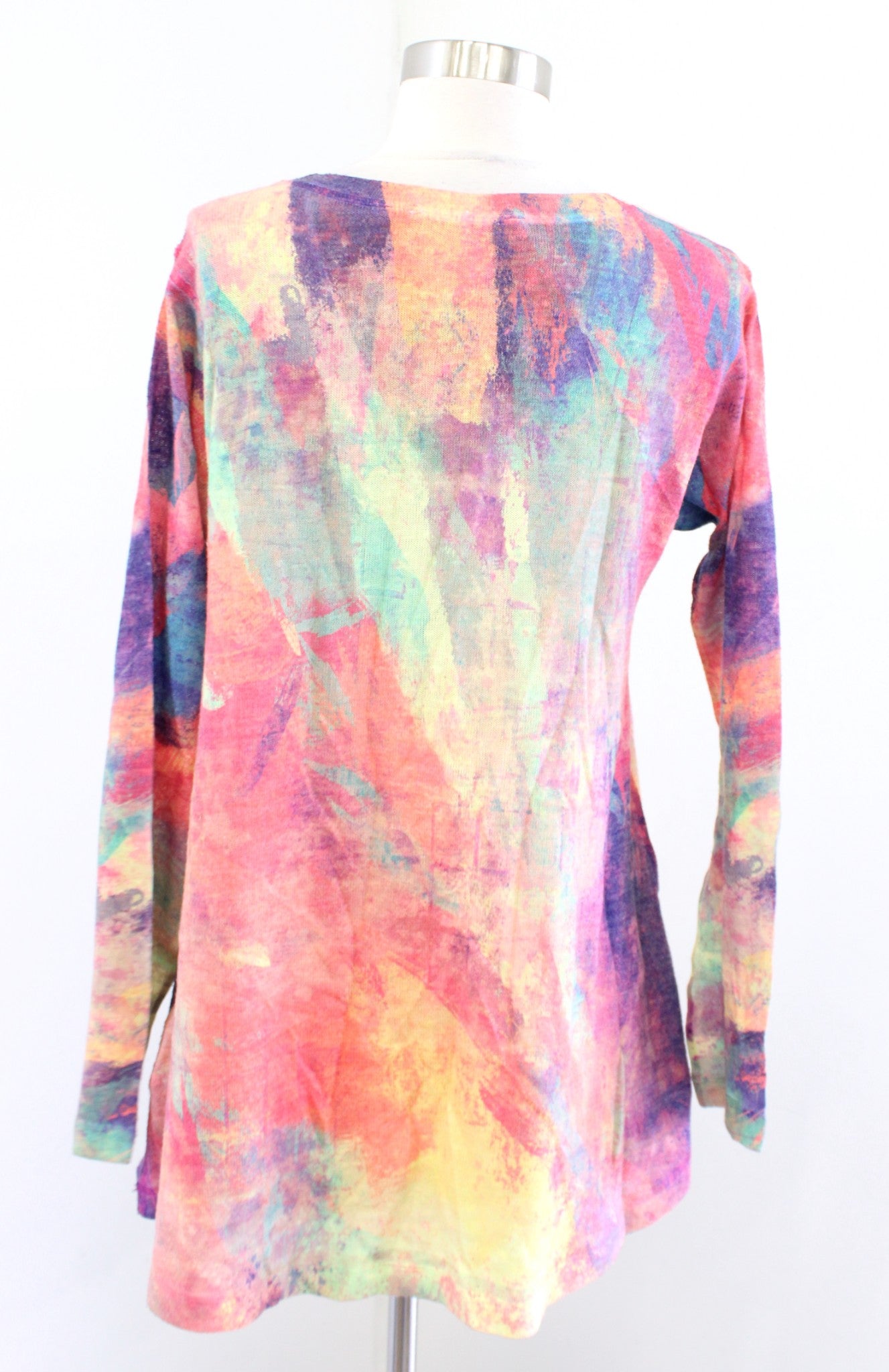 Soft Surroundings Plein De Couleurs Abstract Watercolor Print Knit Top Blouse M