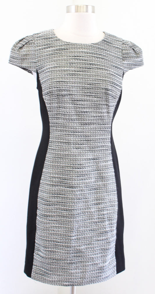 Moulinette Soeurs Anthropologie Black Gray Metallic Shimmer Tweed Sheath Dress 6