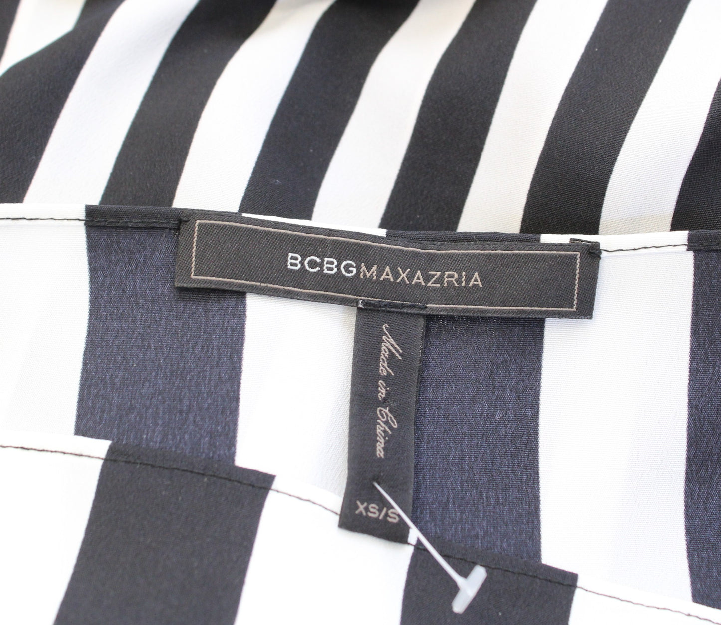 BCBG Max Azria Black White Striped Tie Waist Poncho Style Tunic Top Blouse XS S