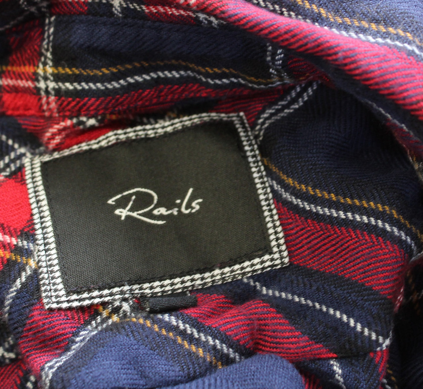 Rails Womens Red Navy Blue Plaid Button Front Pocket Shirt Blouse Size L