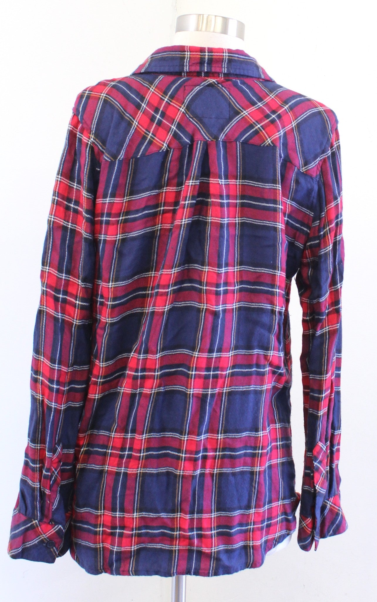 Rails Womens Red Navy Blue Plaid Button Front Pocket Shirt Blouse Size L