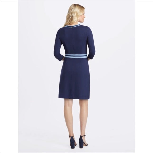 Draper James Womens Navy Blue Ponte Striped Persley Dress Size XS