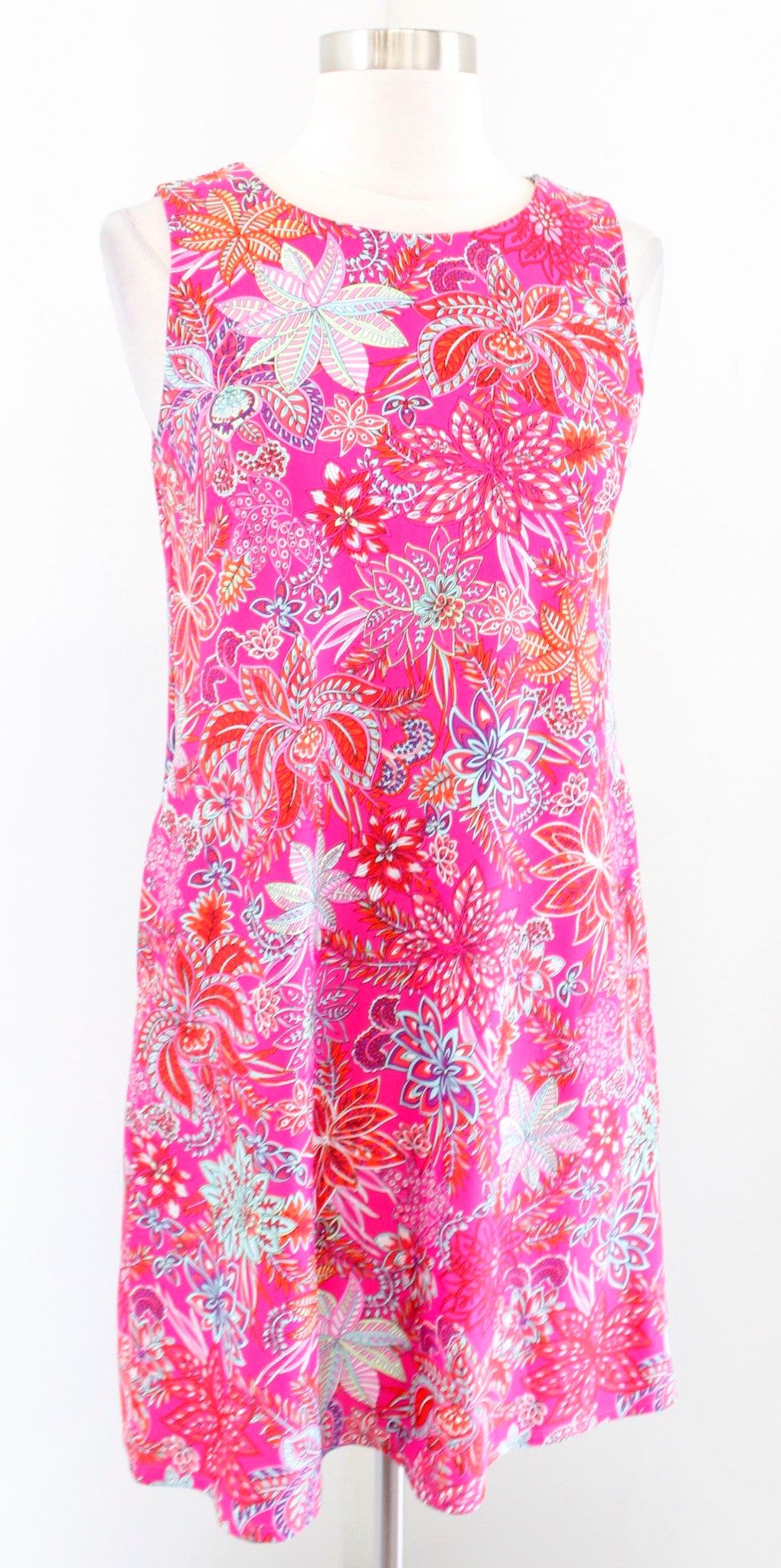 Jude Connally Jude Cloth Pink Colorful Geometric Floral Print Shift Dress Sz XS