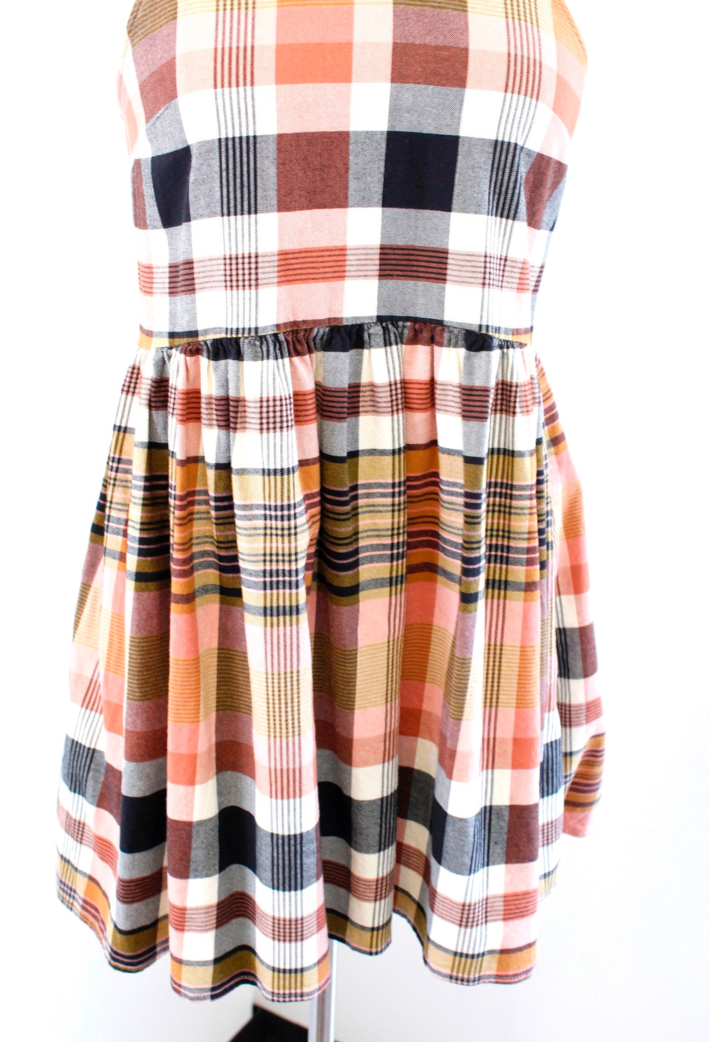 Madwell Plaid Printed Babydoll Style Cami Mini Dress Size XXS 2XS Sleeveless