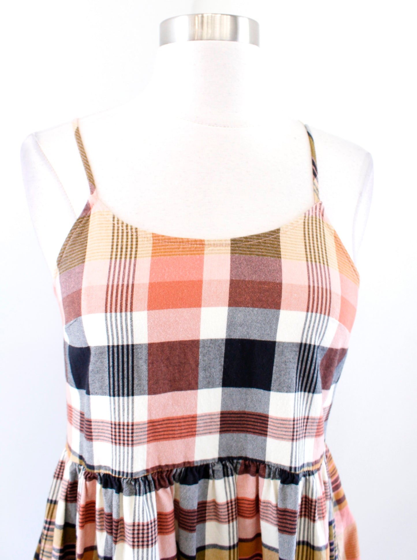 Madwell Plaid Printed Babydoll Style Cami Mini Dress Size XXS 2XS Sleeveless
