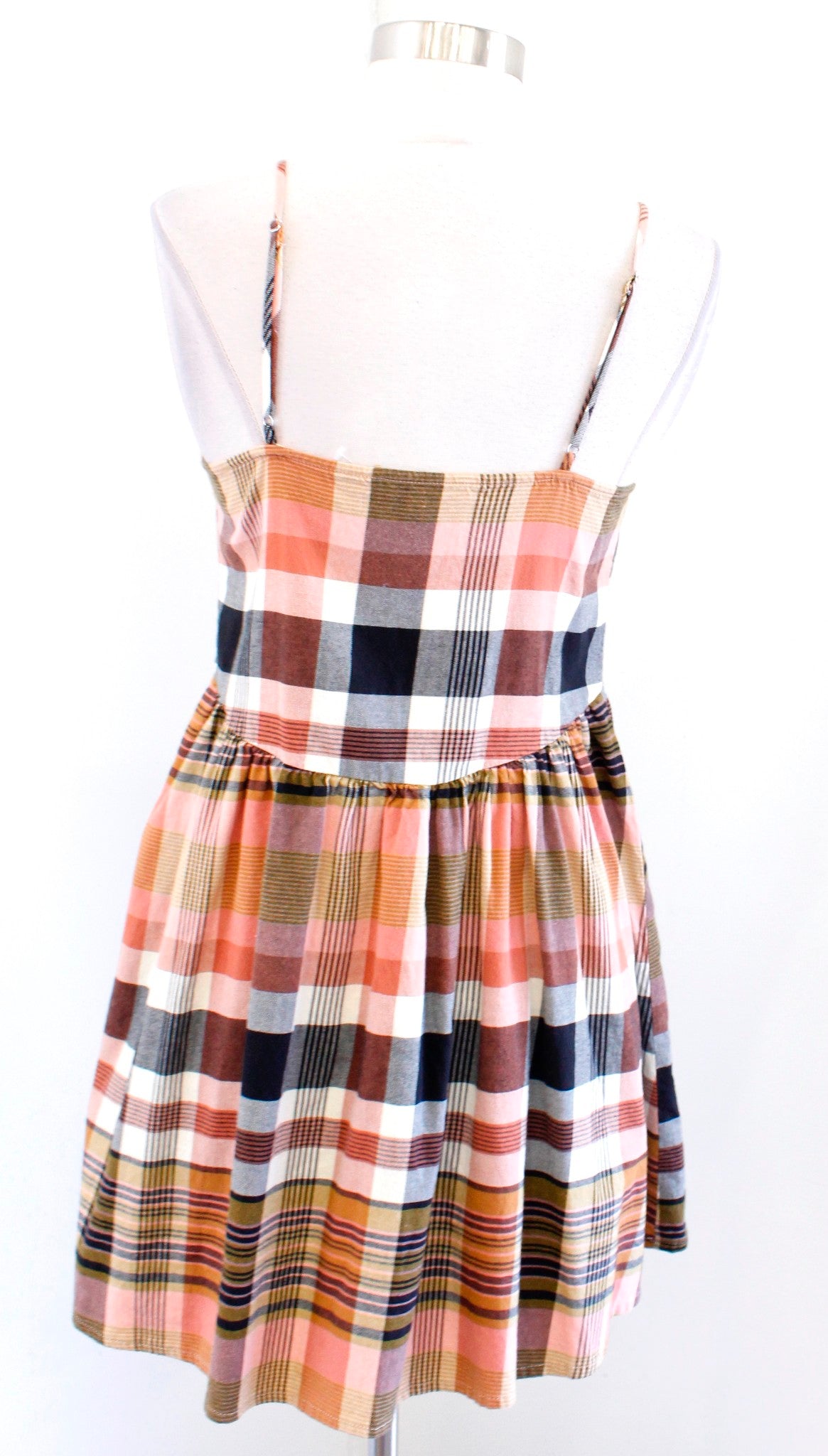 Madwell Plaid Printed Babydoll Style Cami Mini Dress Size XXS 2XS Sleeveless