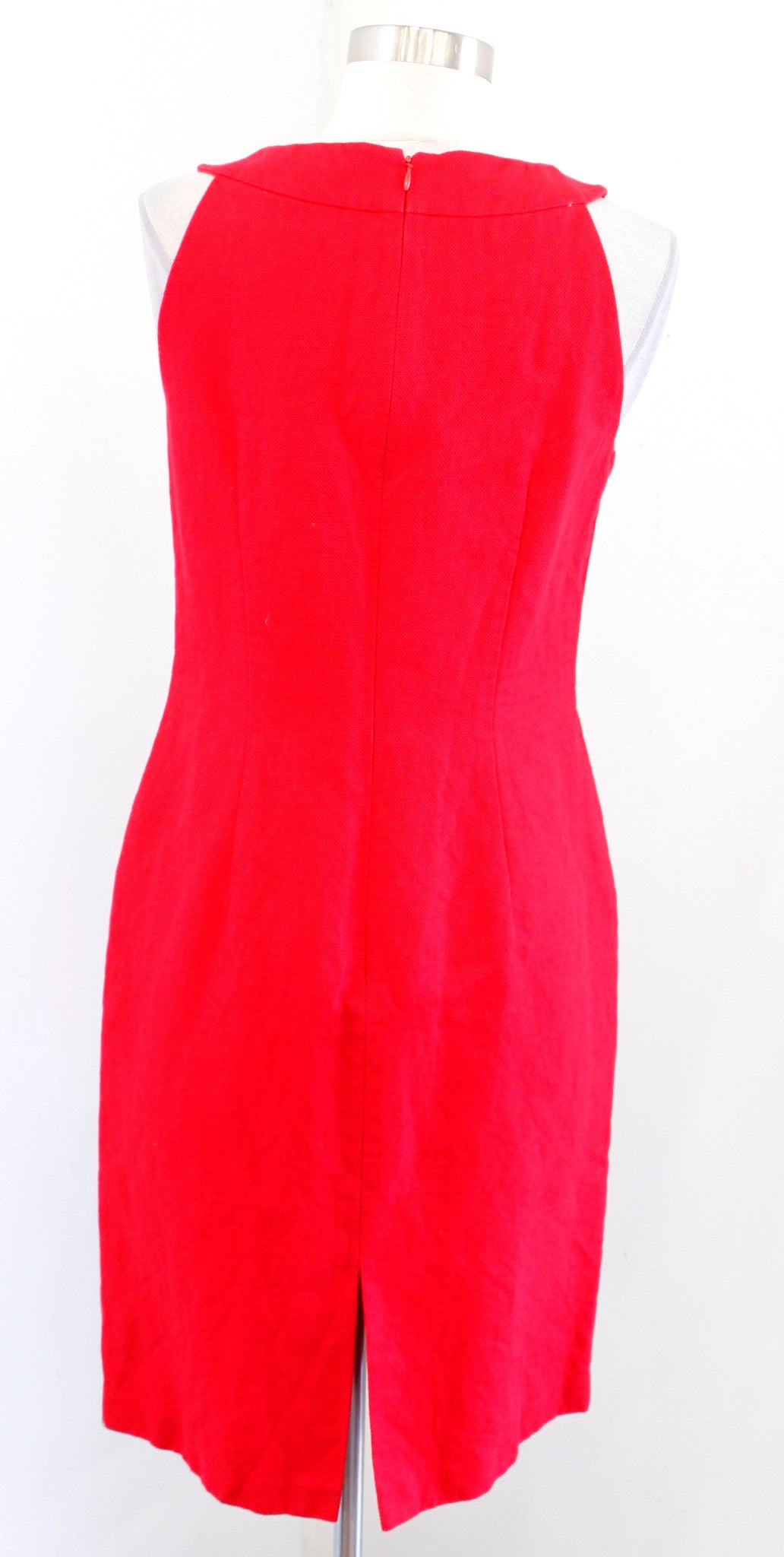 Lafayette 148 New York Solid Red Textured Sheath Dress Size 4 Sleeveless Linen