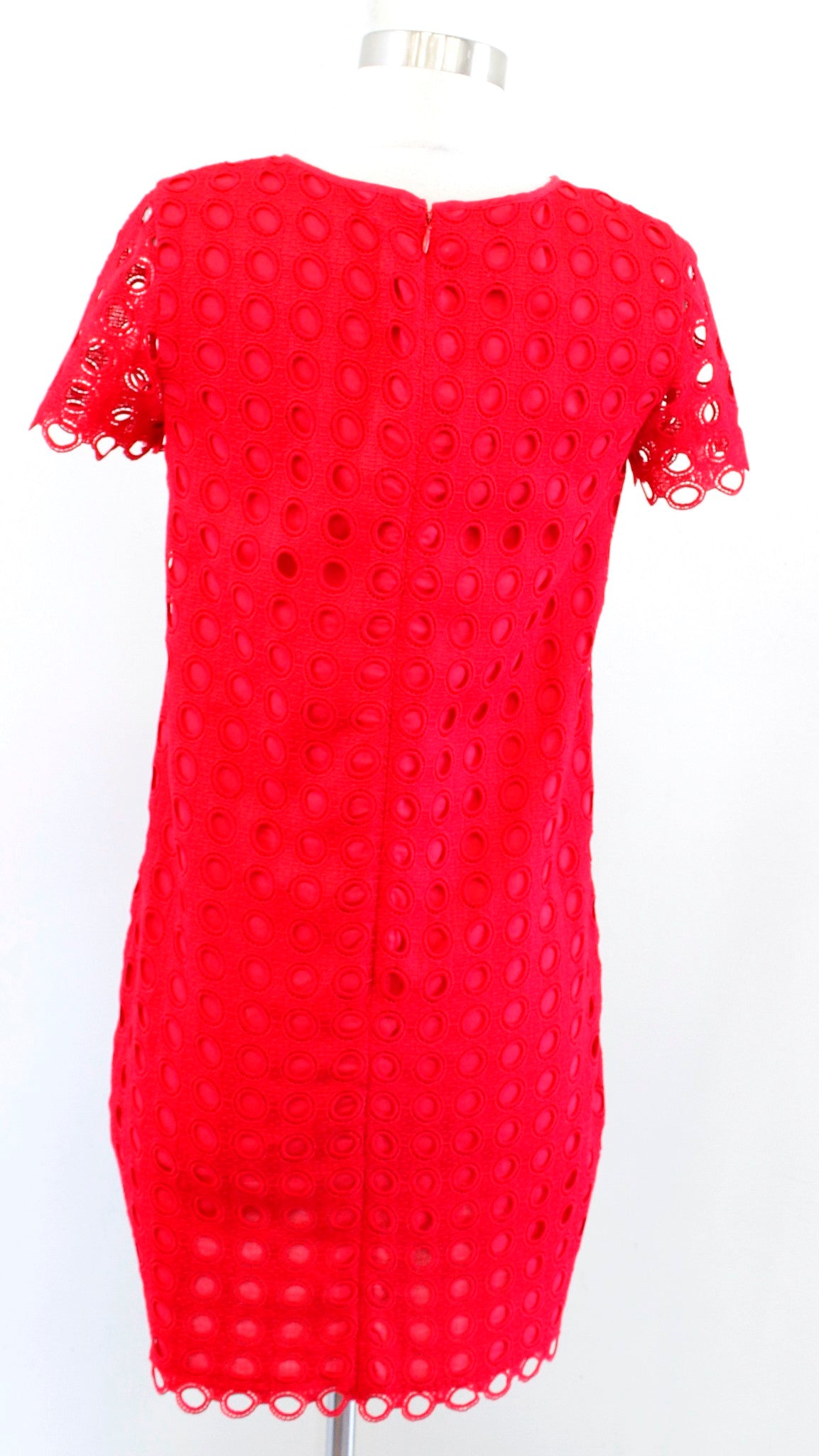 NWT Talbots Red Eyelet Circle Lace Short Sleeve Shift Dress Size 2P Casual