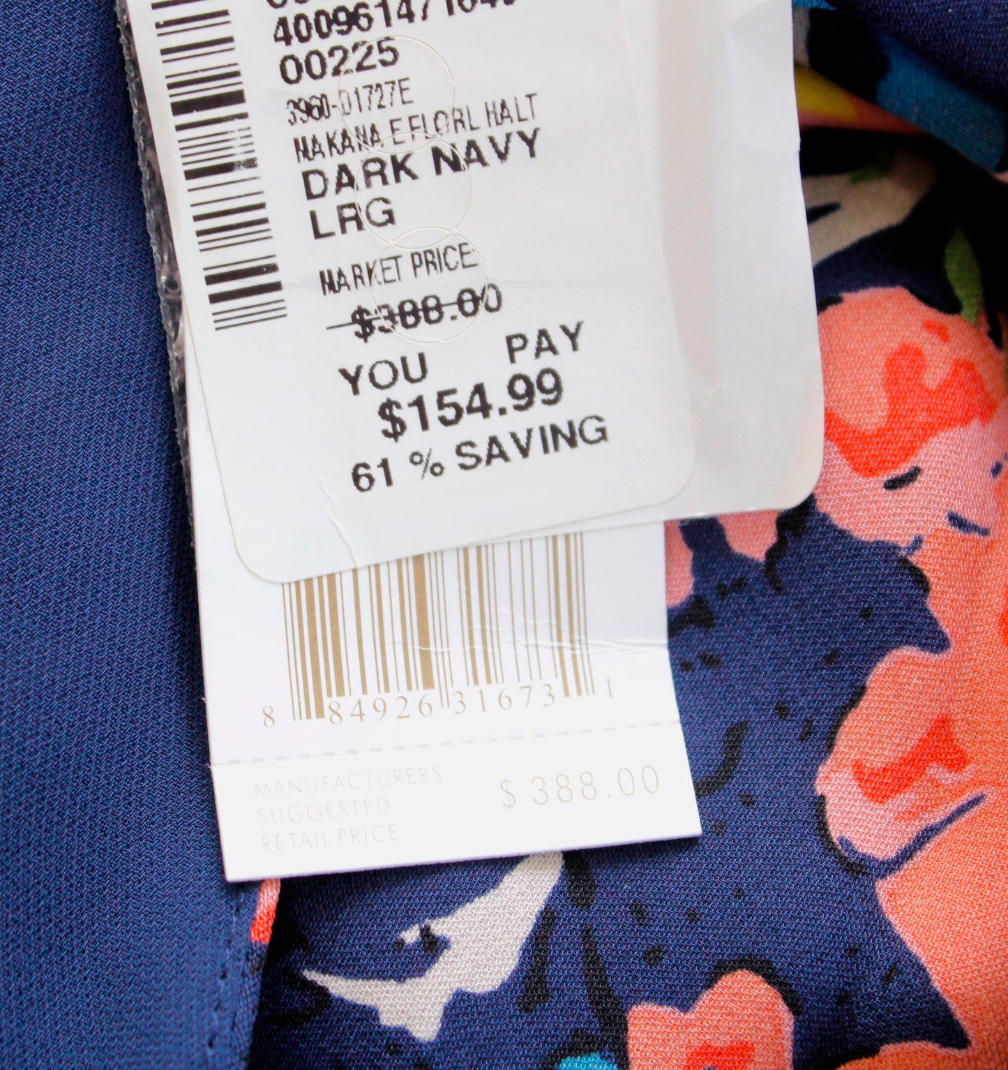 NWT Joie Makana Navy Blue Floral Silk Halter Dress Size L Sleeveless Casual