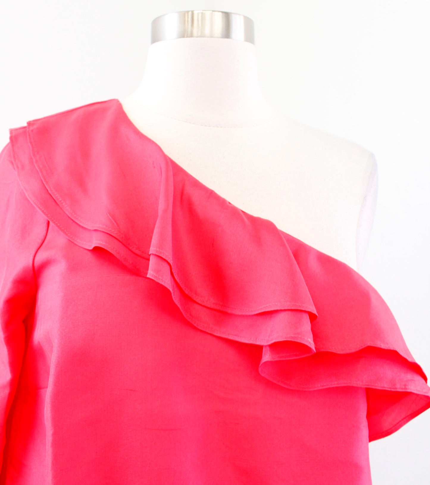 NWT J Crew Womens Pink Ruffle Silk Shantung One Shoulder Top Blouse Size 6