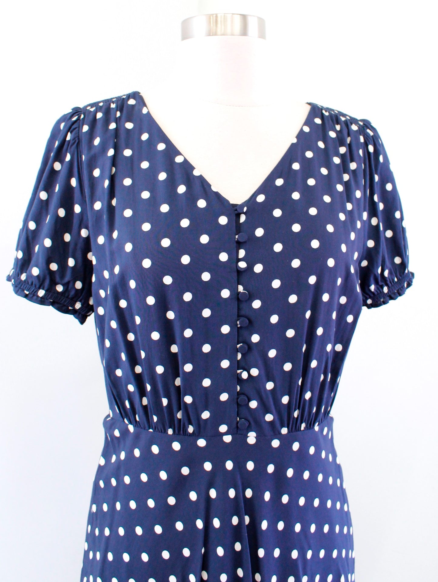 NWT J Crew Navy Blue White Polka Dot Short Sleeve Dress Sz 4 Flared A Line Retro