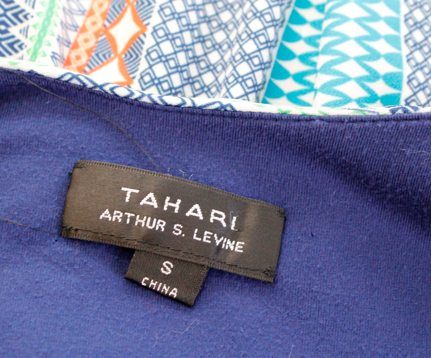 Tahari ASL Levine Colorful Geometric Striped Casual Tank Dress Size S Blue