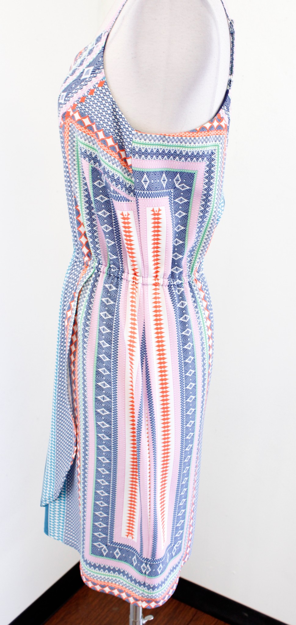 Tahari ASL Levine Colorful Geometric Striped Casual Tank Dress Size S Blue
