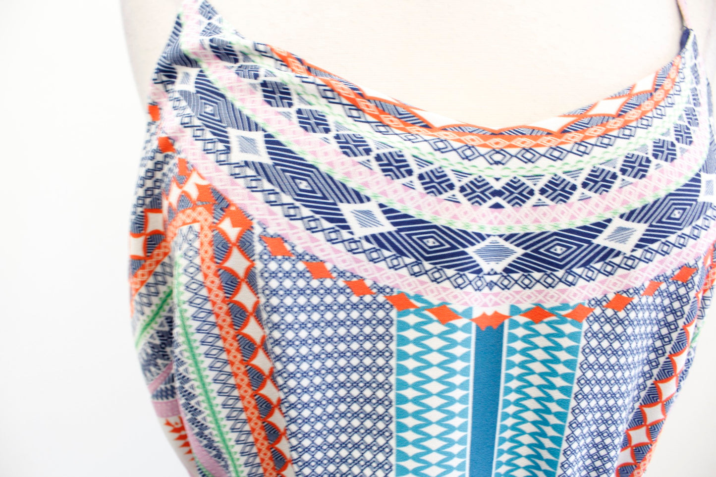 Tahari ASL Levine Colorful Geometric Striped Casual Tank Dress Size S Blue