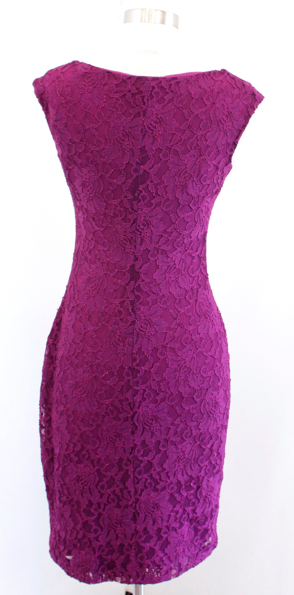 Lauren Ralph Lauren Purple Draped Neck Ruched Wiggle Sheath Dress Cocktail Sz 2