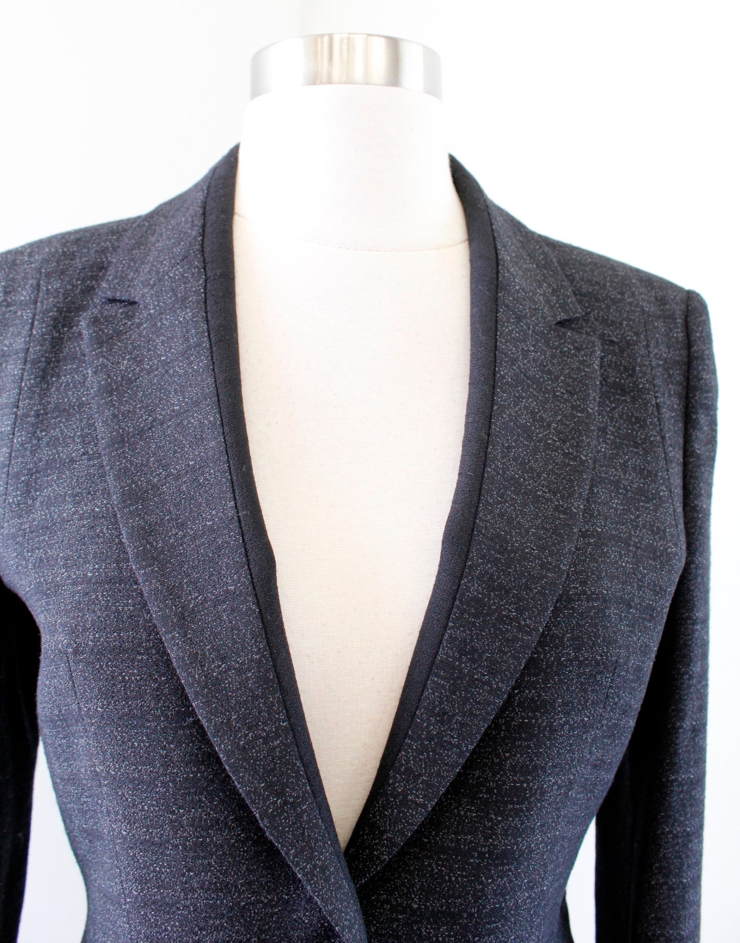 Hugo Boss Womens Jutani Black White Tweed Single Button Wool Blazer Jacket Sz 2