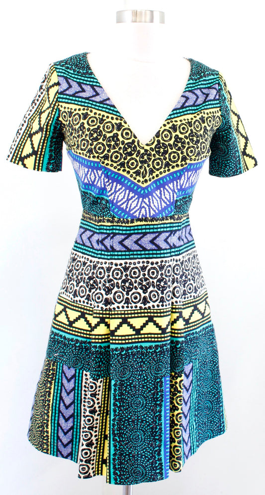 Plenty Tracy Reese Anthropologie Geometric Tribal Print Mini Dress Size 0 Boho
