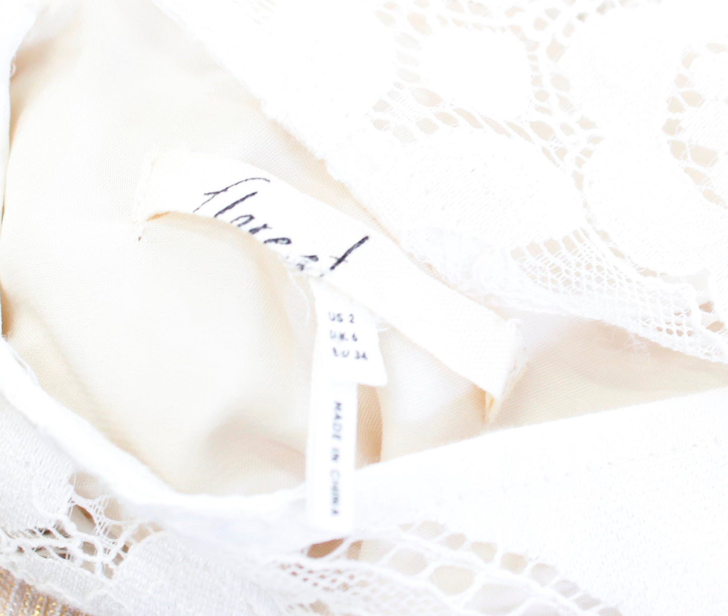 Floreat Anthropologie Manon Ivory Lace Flounce Hem Shift Dress Size 2 Sleeveless