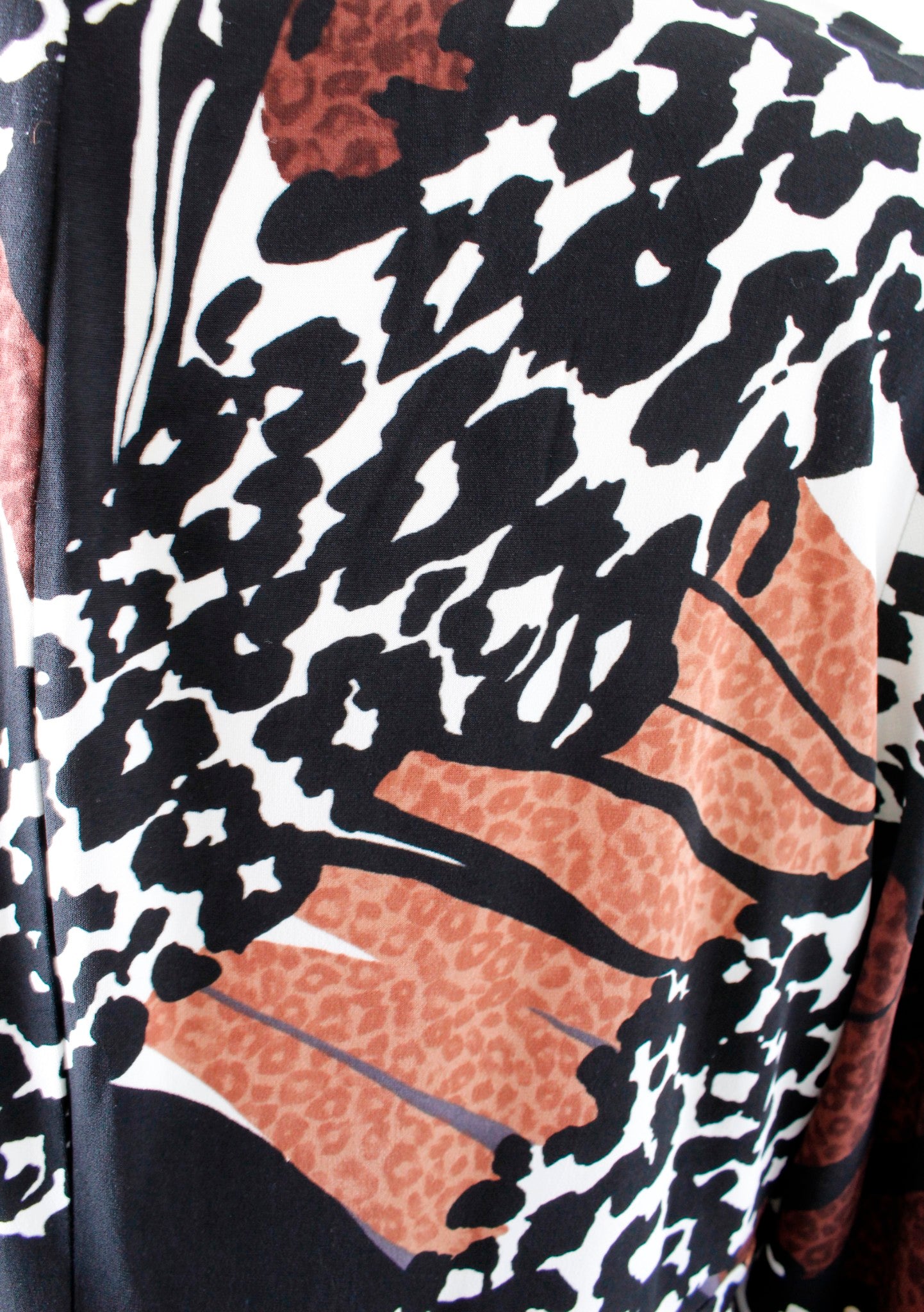 Chicos Brown Black Mixed Animal Print Jersey Knit Shift Dress Size 2 Leopard