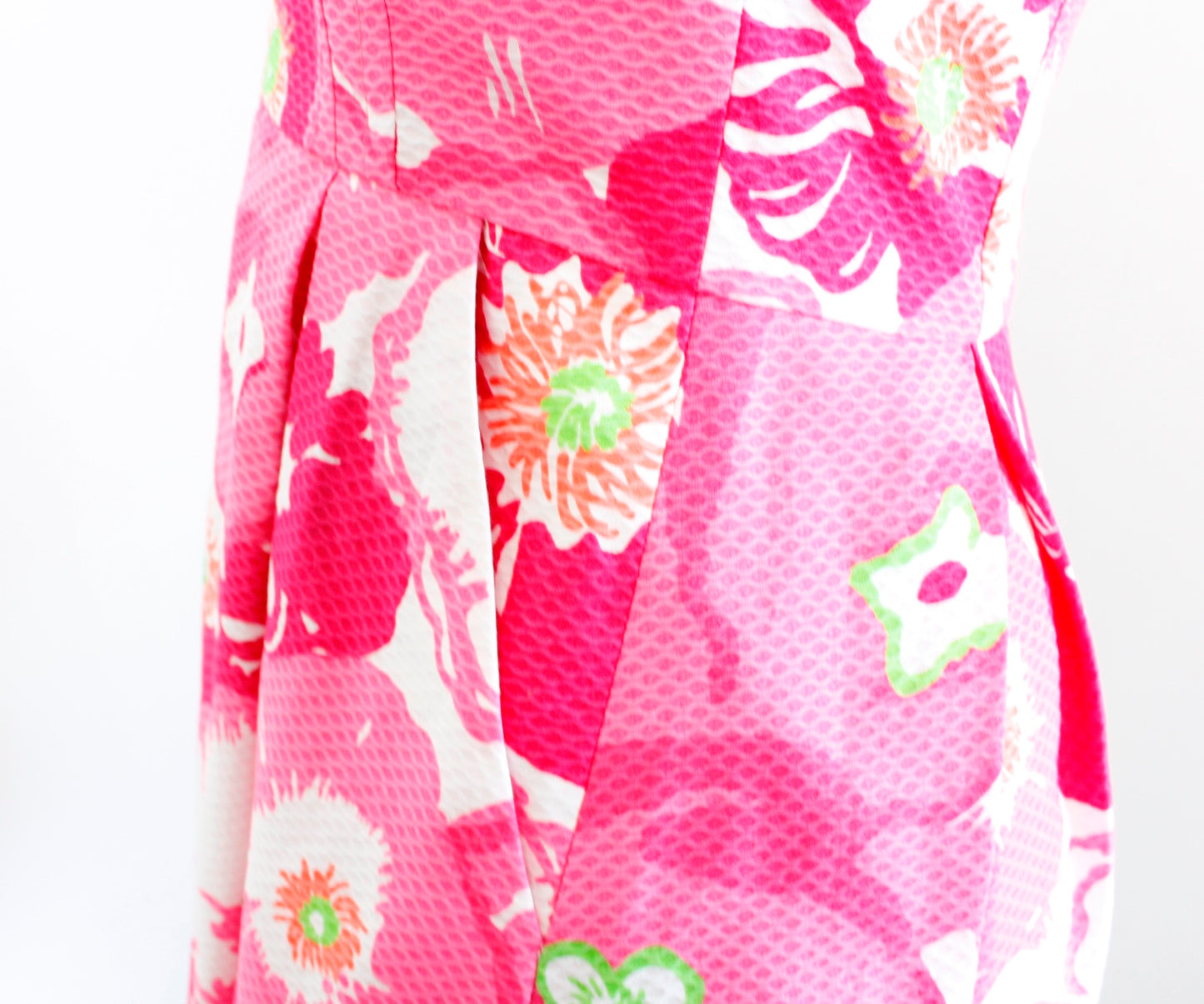 Lilly Pulitzer Marisa Hotty Pink Cherry Begonias Floral Halter Fit Flare Dress 0