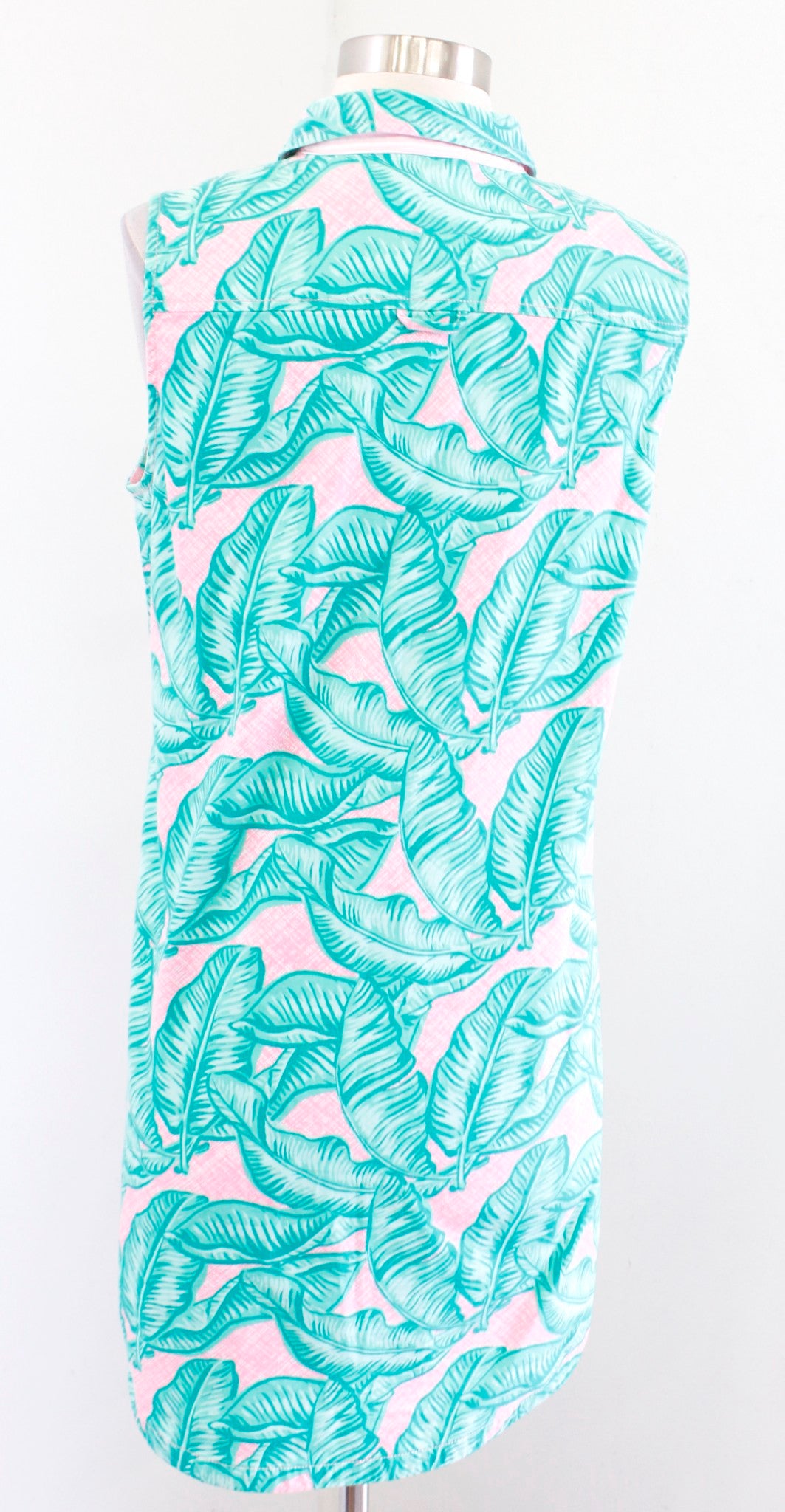 NWT Vineyard Vines Margo Banana Leaf Tropical Shirt Dress Size 2 Pink Green