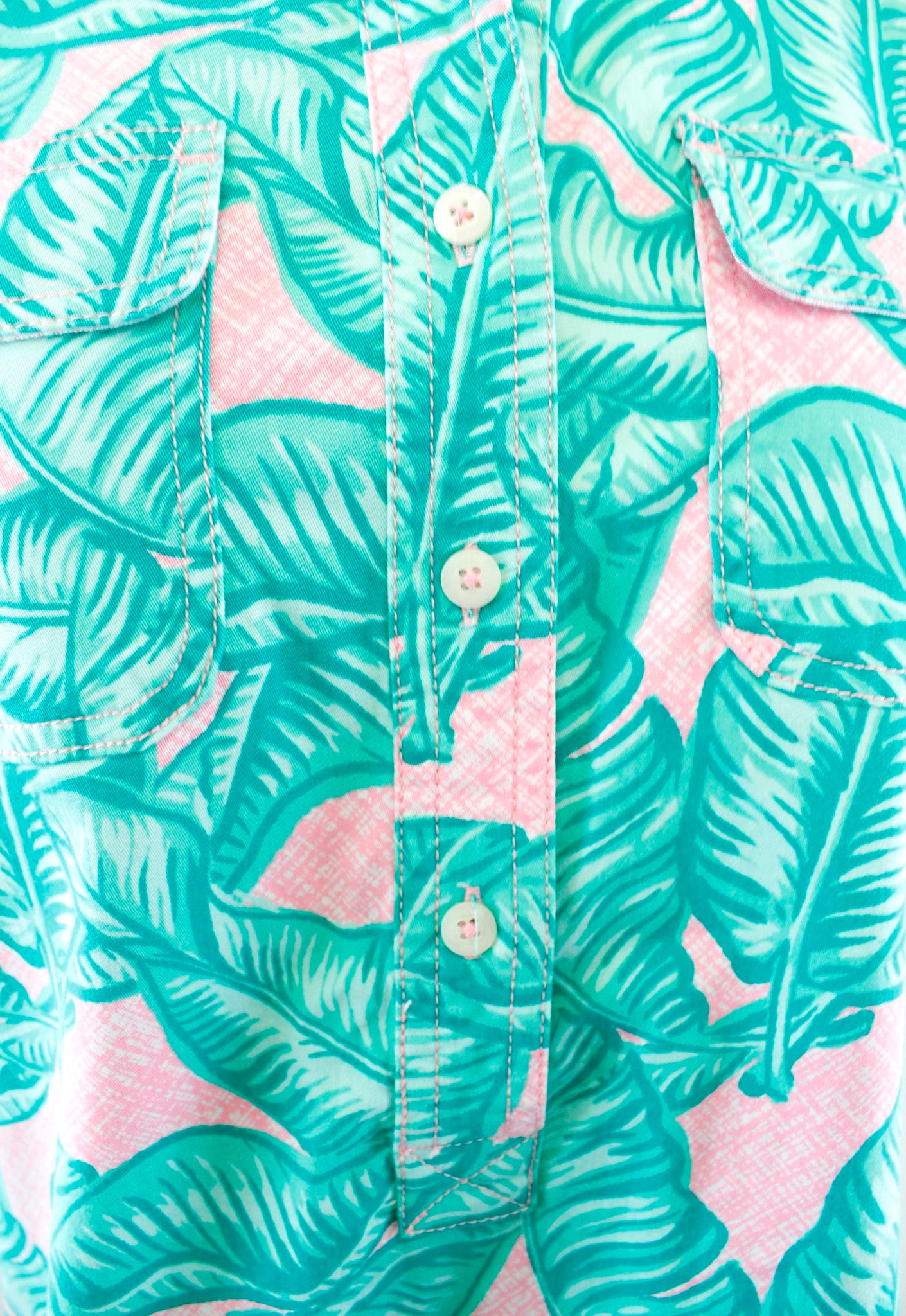 NWT Vineyard Vines Margo Banana Leaf Tropical Shirt Dress Size 2 Pink Green