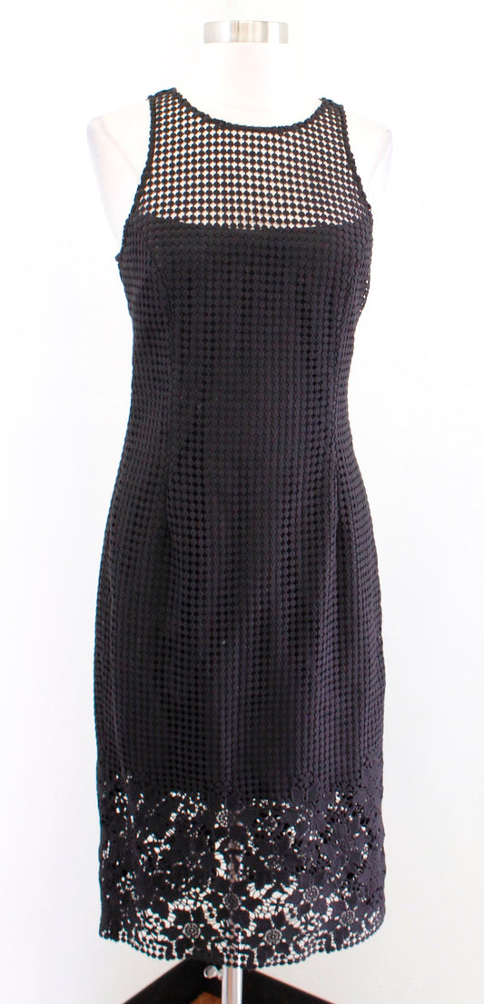 White House Black Market Black Crochet Lace Sheath Dress Size 2 Sleeveless