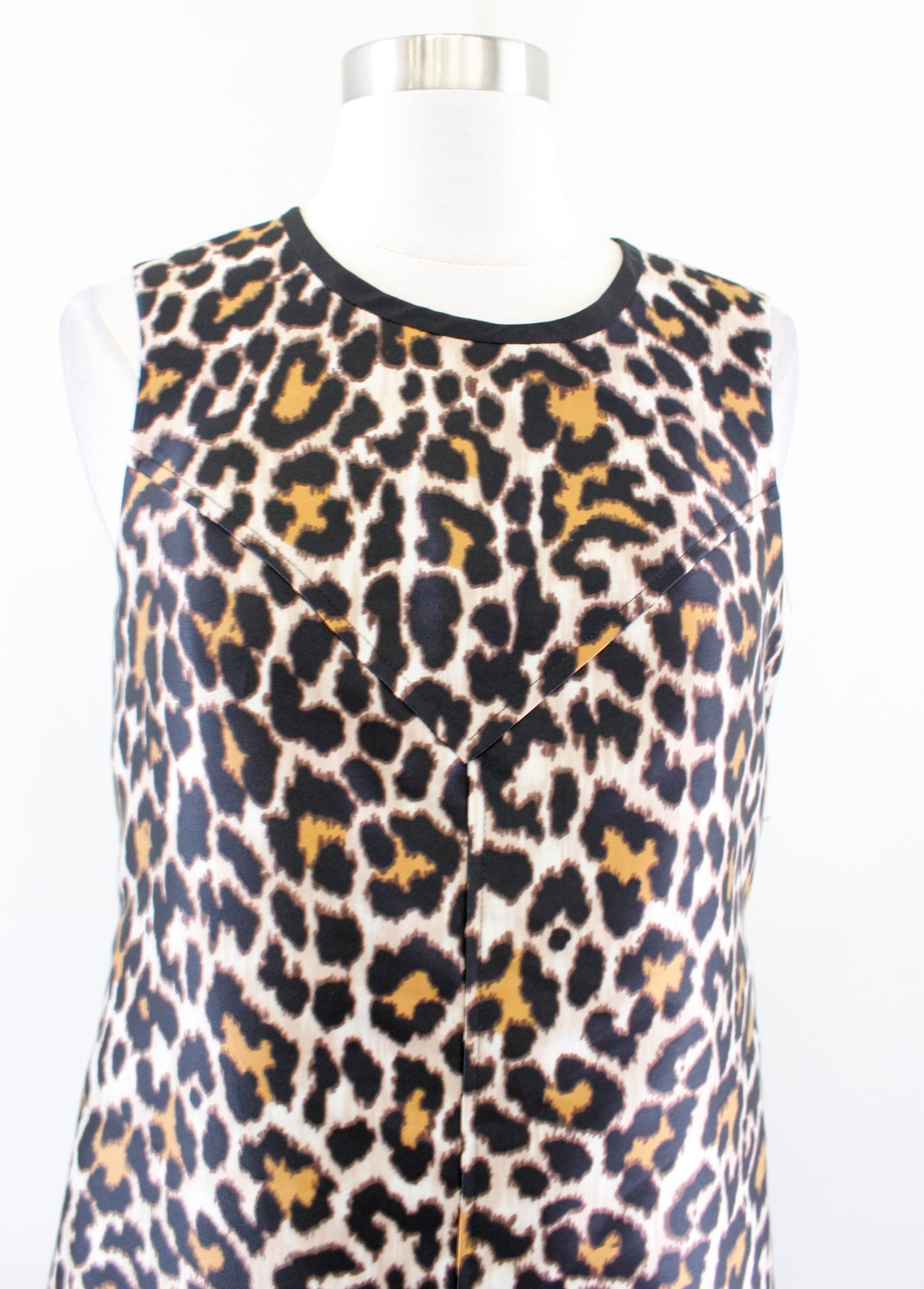 J Crew Leopard Print A Line Shift Dress Size 4 Sleeveless Black Multi Color