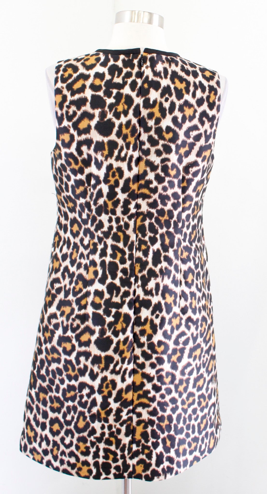 J Crew Leopard Print A Line Shift Dress Size 4 Sleeveless Black Multi Color